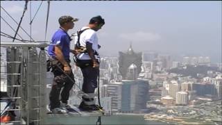 Bungee Jumping Facing Fears at The AJ Hackett Macau Tower Hong Kong Asia [upl. by Dorn517]