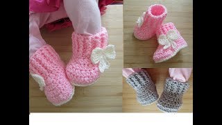 Crochet baby booties tutorial newborn 03 months 06 months © Designed by Happy Crochet Club [upl. by Carrington]