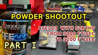 Powder Shootout Part I Testing CFE223 with Hornady 52BTHP Shooting 3000 to 3200 ftsec [upl. by Nosecyrb]