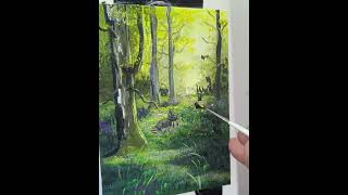 Pintura de paisaje de conejos  Un tutorial para aprender a pintar  Pintura Relajante [upl. by Nikal]