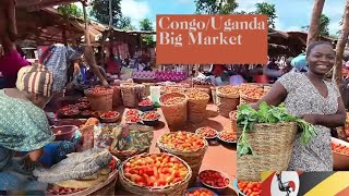 Biggest Rural Market shared by Uganda amp Congo Congolese Maketday [upl. by Dorree]