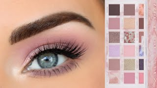 Soft Pink Every Day Eyeshadow Tutorial  Huda Beauty Rose Quartz Palette [upl. by Asenej]