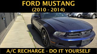 Ford Mustang  HOW TO RECHARGE  REFILL AC AIR CONDITIONING BY YOURSELF [upl. by Izmar]