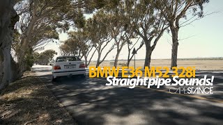 BMW E36 M52 328i straight pipe sounds rev and launch amp then engine problems again  Capestance [upl. by Lynad]