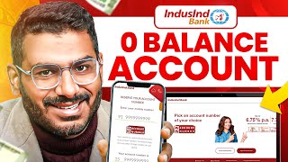 Indusind Bank Zero Balance Account Opening Online  Zero Balance Bank Account Opening Online [upl. by Falcone]