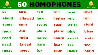 50 Homophone Words In English [upl. by Yrebmik]