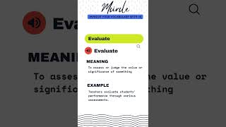 Meaning of Word EVALUATE shortvideo english learning [upl. by Aztiram]