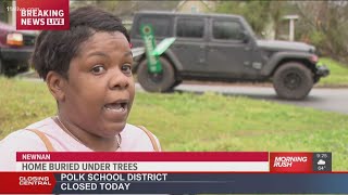 Home buried under trees after possible tornado hits Newnan Georgia [upl. by Ebehp]