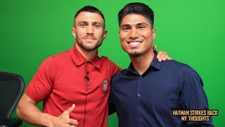 MIKEY GARCIA LOOKS HUGE NEXT TO VASYL LOMACHENKO [upl. by Kcirdle]