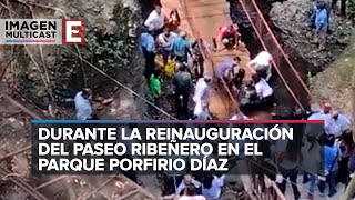 LO ÚLTIMO Colapso de puente colgante en Cuernavaca Morelos deja varios heridos [upl. by Eehtomit]