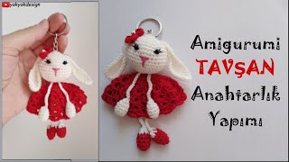 Amigurumi Tavşan Anahtarlık Yapımı  How To Crochet Rabbit Tutorial  Amigurumi Rabbit Keychain [upl. by Masry]