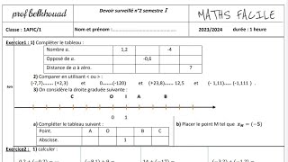 Devoir N 2 1er Semestre 1AC Maths 1er année collège les nombres relatifs les puissances Géométrie [upl. by Yelssew]