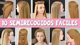 10 Semirecogidos faciles  Peinados con trenzas rapidos para cabello largo y suelto [upl. by Godfry]