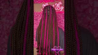 Medium Knotless Braids Tutorial  Pink Knotless Braids knotlessbraids pinkbraids [upl. by Dine]