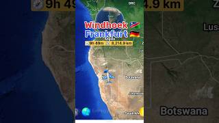 Windhoek to Frankfurt flight Route flightpath train travelmap flightroute automobile airroute [upl. by Arahat]