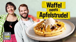 Belgische Waffeln  Waffel Rezept mit Apfelstrudel [upl. by Ashien]