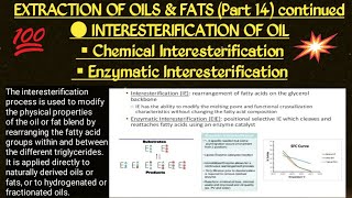 Interesterification of Oil Part 14 Extraction of oil icar asrb food tech net preparation 2021 [upl. by Schoof]