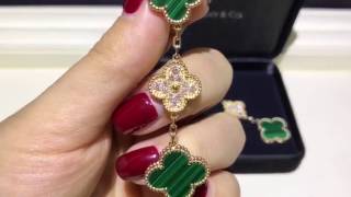 van cleef arpels Magic Alhambra earrings Malachite [upl. by Camel981]