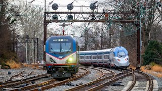 Amtrak Acela II test train passing Overbrook 13024 [upl. by Crispa238]