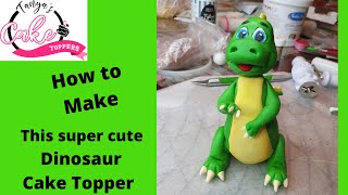 Super cute Fondant Dinosaur Cake Topper [upl. by Larred]