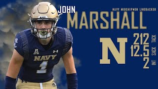 John Marshall  Navy Midshipmen LB  Career Highlights [upl. by Dudden]