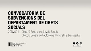 Convocatòria de Subvencions del Departament de Drets Socials CONVO24 DGSS i DGAPD [upl. by Fanechka457]