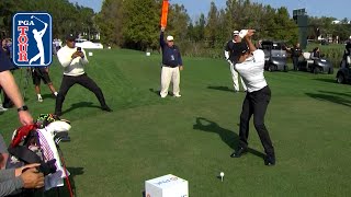 Tiger Woods gives son Charlie INSTANT feedback on his swing [upl. by Honor422]