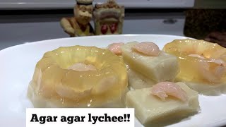 How to make Lychee amp coconut jelly agar agar laici amp santan [upl. by Akinet413]