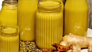 LAIT BIENÊTREComment Je Réalise Ma Boisson De Lait De Graine De Courge Au Gingembre Et Au Curcuma [upl. by Hannasus]