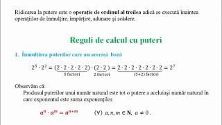 Ridicarea la putere  Reguli de calcul  Compararea puterilor  Tabel cu formule Evaluare nationala [upl. by Gaeta548]