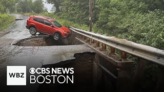 Remnants of Hurricane Beryl wash out roads in New Hampshire [upl. by Jacy]