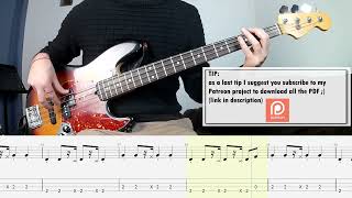 The Rasmus  In The Shadows BASS COVER  PLAY ALONG TAB  SCORE [upl. by Channa]