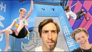 FAMOUS YOUTUBER TRAMPOLINE PARK SESSION FLIPS AND TRICKS [upl. by Esra]