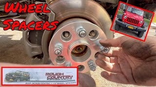 Rough Country 1 12 Inch Spacers Install 2017 Jeep Wrangler Rubicon Unlimited [upl. by Gilliette]