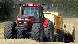 Case IH Magnum 7240 w Cool Sound in the field baling w New Holland BB980 Big Baler [upl. by Sadinoel57]