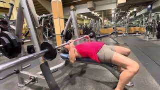 13 minutes bench press using strong lift 5x5 program 55lbs and lifetime PR of 75lbs，core [upl. by Airrehs]