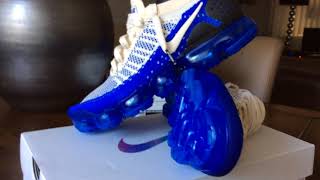 Nike Air VAPORMAX FLYKNIT 2 quotRACER BLUEquot 2018 CreamRacer BlueBlackCollectionPart 131 [upl. by Ruenhcs]