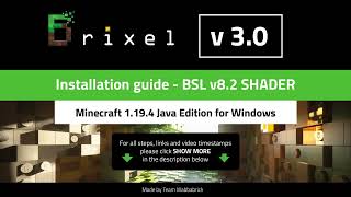 Brixel v30 BSL Installation tutorial for Minecraft v1194 Java Edition on PC wtih BSL shader [upl. by Ahsrats]