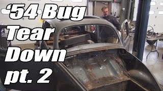 Classic VW BuGs 1954 Beetle Ragtop Sunroof Strip Tear Down Resto Pt2 [upl. by Salter725]