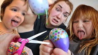 MAKiNG SQUiSHiES with ADLEY Whats inside our homemade squishy toys Family Craft n Backyard Fort [upl. by Cilla]