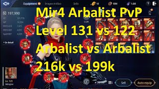 Mir4 Arbalist PvP montage Mangtaz vs BLooDSTORM Level 122 vs 131 199k vs 216k [upl. by Elleinod433]