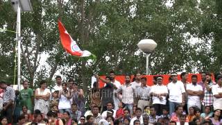 Indian crowd waves the tri colour flag at Wagah Border [upl. by Aland]