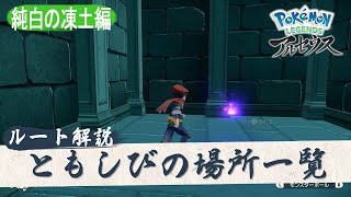 【ポケモンアルセウス】ともしびの場所一覧 ｜純白の凍土 [upl. by Repsac]