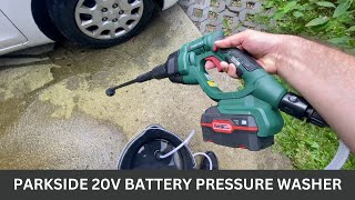 Parkside 20V team portable cordless battery pressure washer PDRA 20 Li C3   random field test [upl. by Htes]