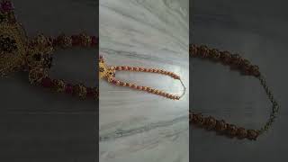 beads necklace pink colour beads and gold colour beads necklace [upl. by Abbot]