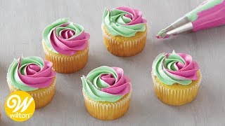 How to Make a TwoTone Buttercream Swirl  Wilton [upl. by Aniral566]