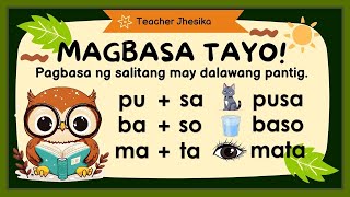 MGA SALITANG MAY DALAWANG PANTIG  PAGBASA NG TAGALOG NA SALITA  MAGBASA TAYO [upl. by Noit]