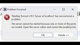 How to resolve error server cannot be started because one or more of the ports are invalid on Tomcat [upl. by Calvo265]