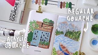 Acrylic Gouache vs Regular Gouache  Holbein  Painting Comparison [upl. by Aramac]