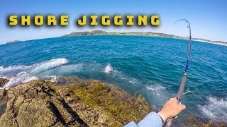 How to catch fish Shore Jigging  the rod reel lures and technique [upl. by Keryt]